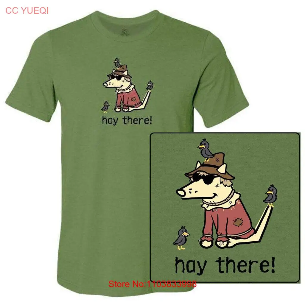 Teddy the Dog T Shirt Hay There Unisex Lightweight Tee Scarecrow Halloween Ltd