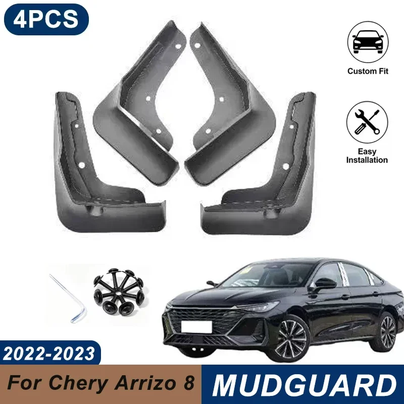 4PCS Car Mud Flaps For Chery Arrizo 8 2022-2023 Waterproof Anti-Splash Fender Mudguards Auto Exterior Accessories
