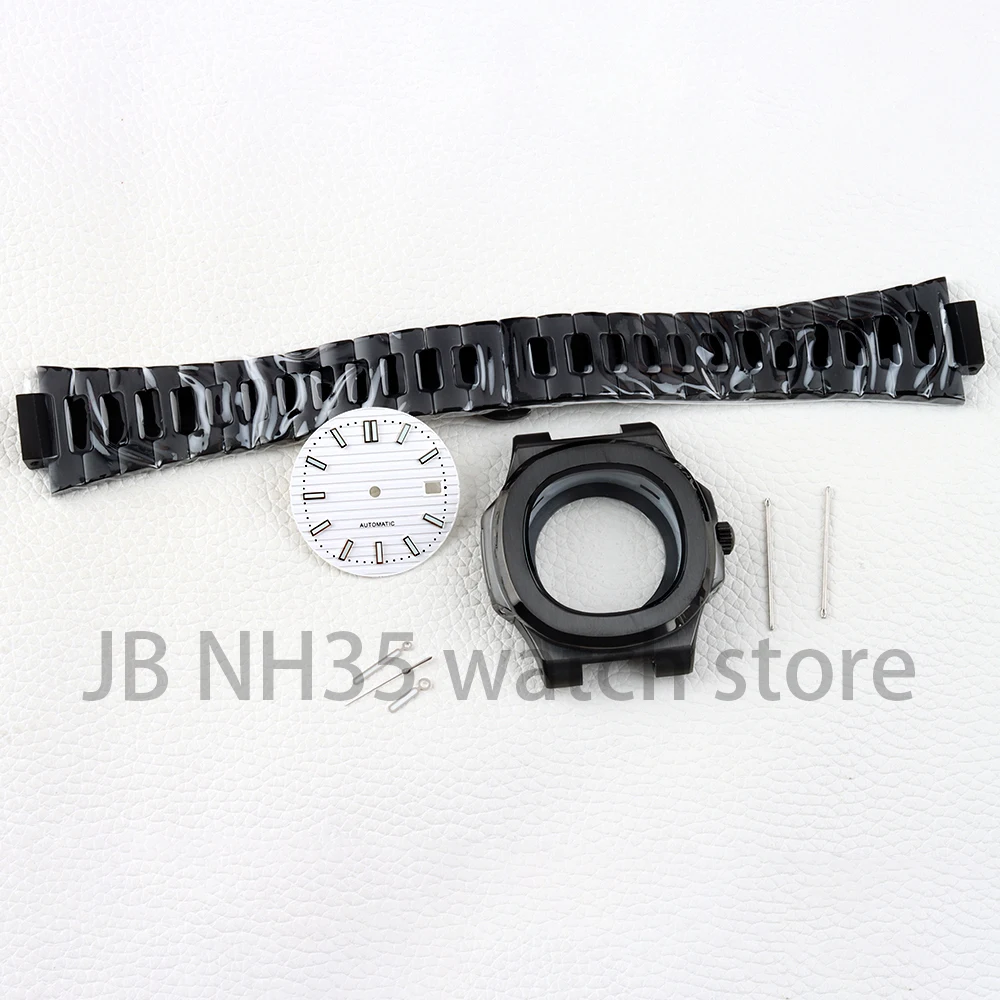 

Black NH35 40mm Watch Case Stainless Steel Fit Modified Nautilus NH35 NH36 NH38 Movement 29.8mm Dial Hands Green Luminous Case