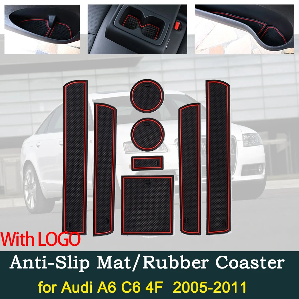 

Anti-Slip Gate Mats Cup Groove Pads for Audi A6 C6 4F 2005 2006 2007 2008 2009 2010 2011 Hole Pad Car Styling Accessories Gadget