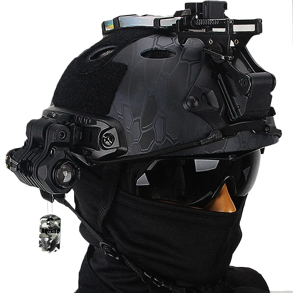 

Airsoft Helmet Sets, Outdoor Gear with Balaclava & Tactical Goggles & Military Flashlight, Attached Advanced EPP Lining