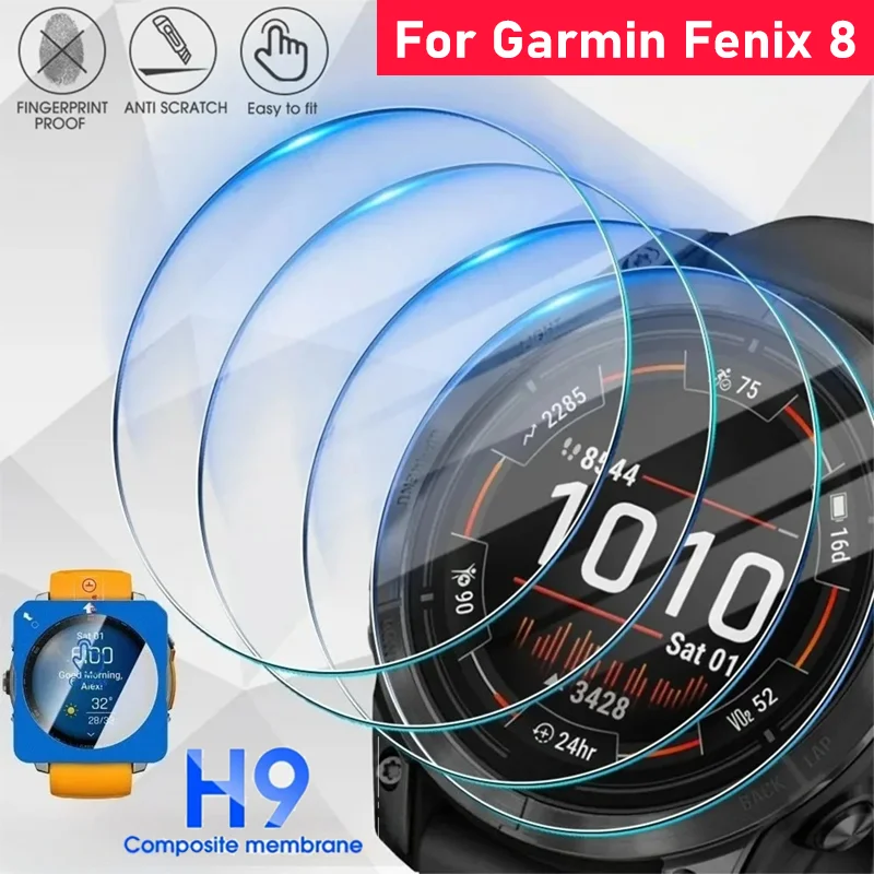 1–2 Stück einfach zu installierendes gehärtetes Glas für Garmin Fenix ​​8 43 mm, 47 mm, 51 mm, HD, kratzfester, schmutzabweisender Schutzfilm