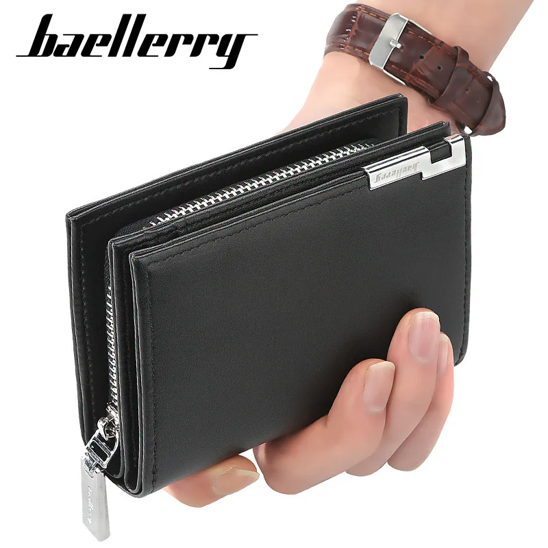 Baellerry-Portefeuille court pour homme, porte-cartes, grande capacité, fermeture éclair, mode décontractée, orgue, nouveau