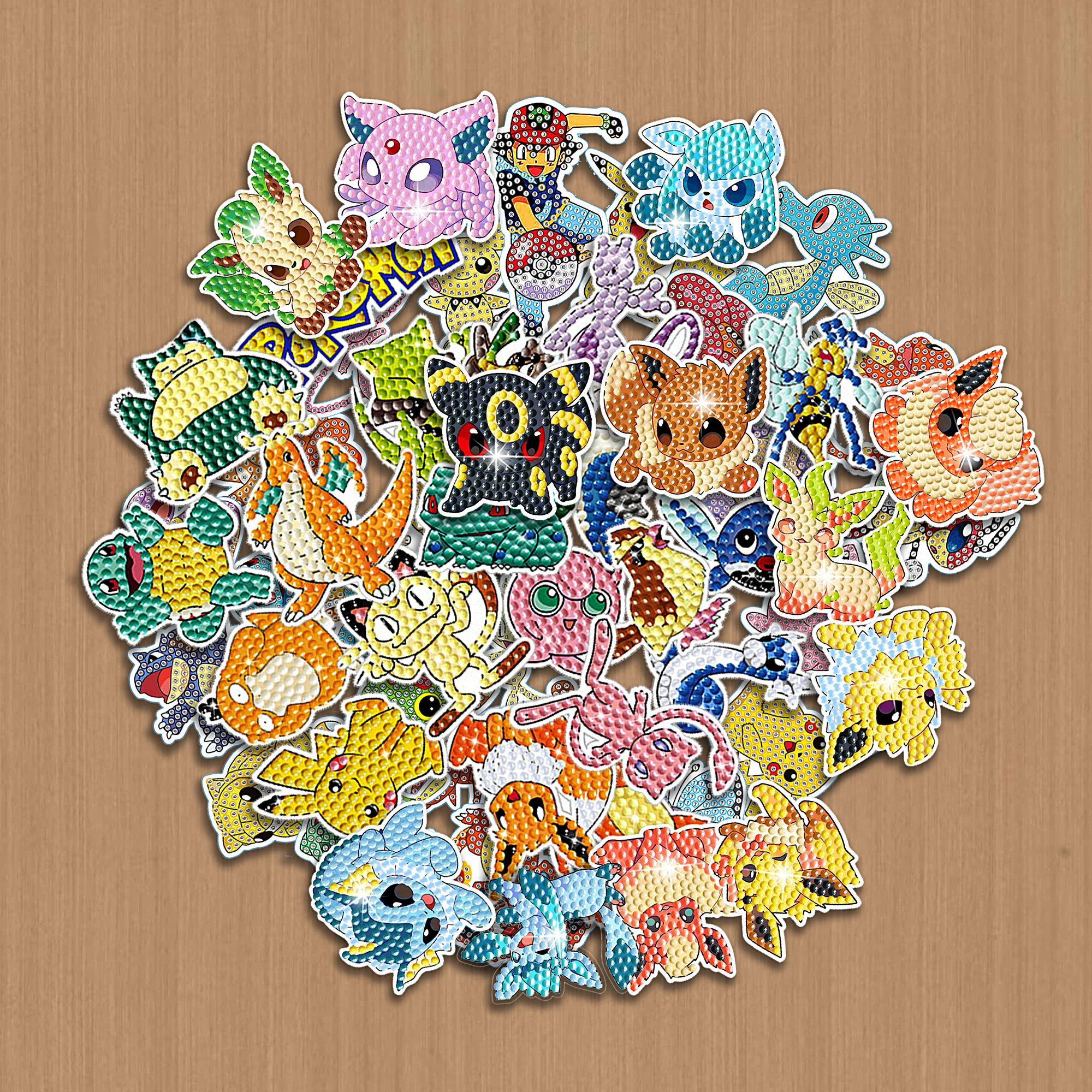 

Pokémon Pikachu Digimon Diamond Painting Sticker 3Pcs DIY Hot-selling Anime Character Birthday Kids Gift Ornament Souvenirs