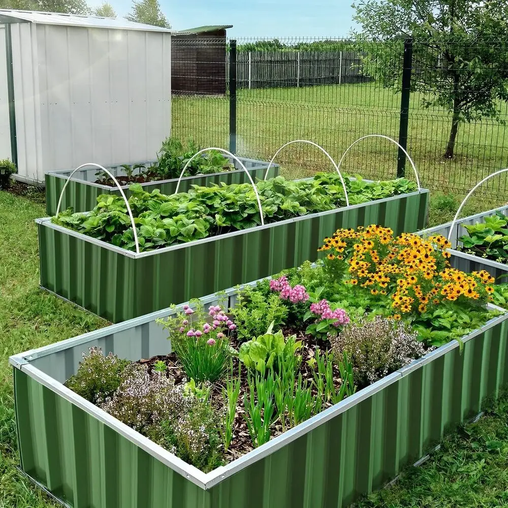 

Outdoor Raised Garden Bed 68"x 36"x 12" Galvanized Steel Planter Box