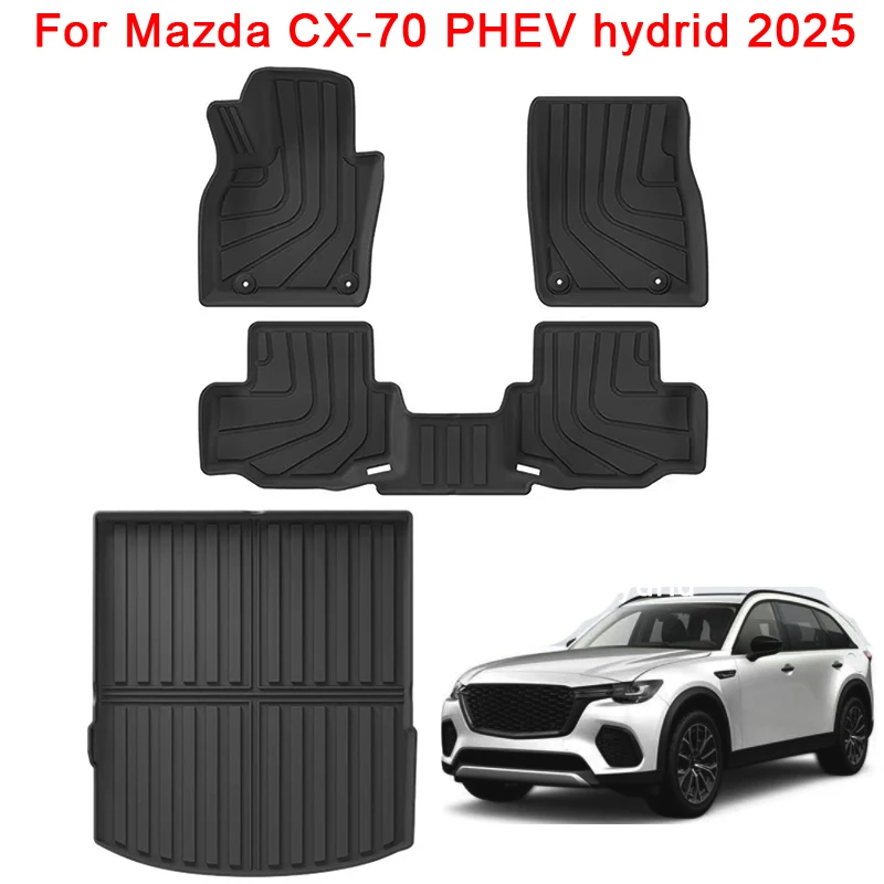 

for Mazda CX70 CX-70 PHEV 2025 LHD Floor Mats and Cargo Liner, Waterproof Anti-slip Trunk Mat TPE Foot Pads