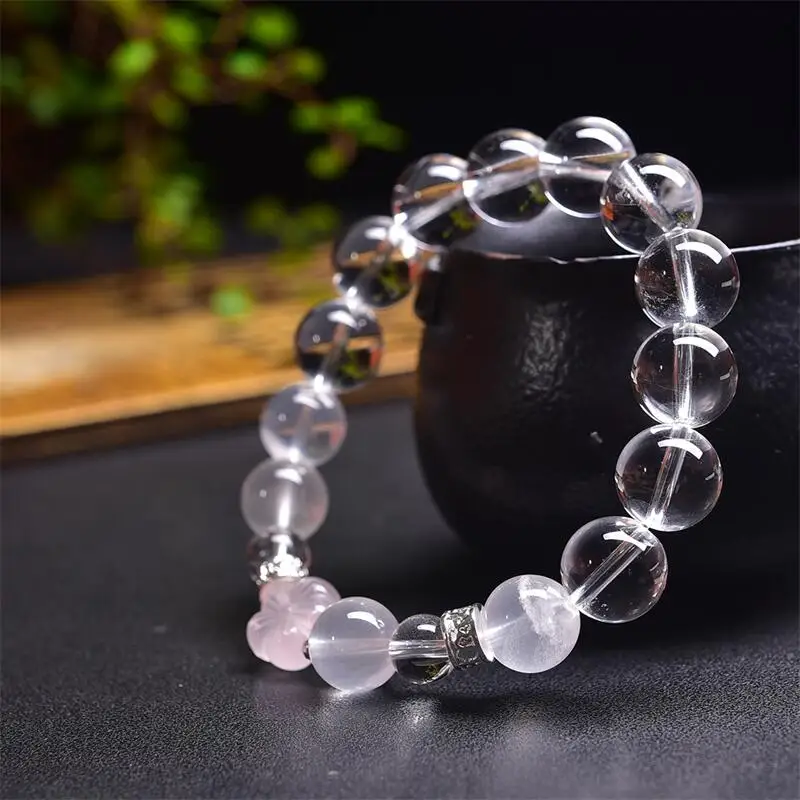 

12MM Natural Clear Quartz Milky Quartz Bracelet Healing Fengshui Stone Jewelry For Women Friend Holiday Gifts 1pcs