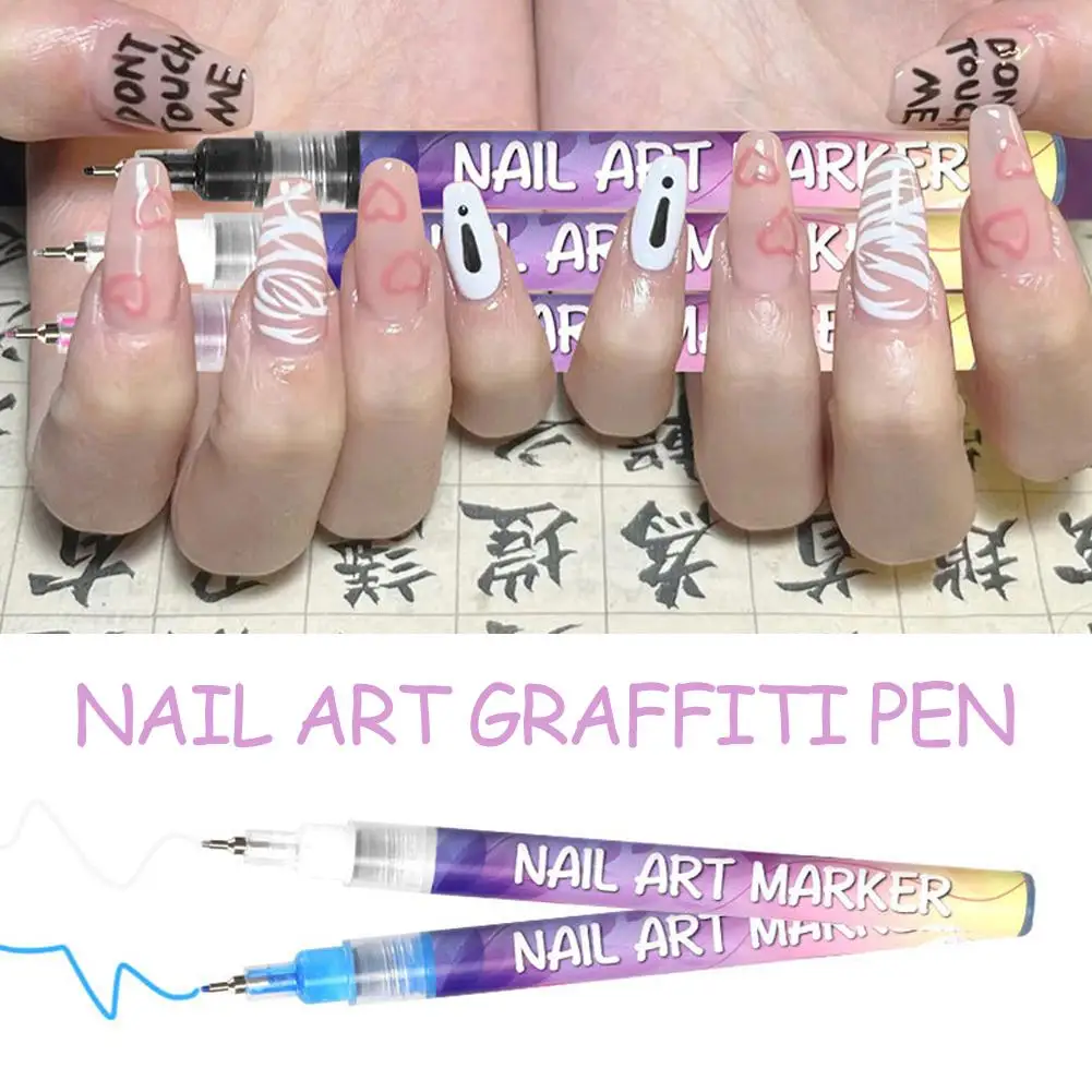 12 pz Nail Art Disegno Graffiti Penna Gel Matita 0.5mm Pittura Impermeabile Liner Pennello Pennarello per unghie ad asciugatura rapida Nail Art Graffiti Pen