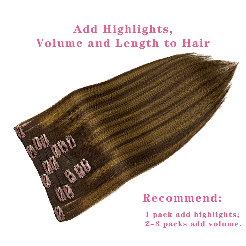 Picture 4: PLADIO T2/2/6 Remy Human Hair Clip ins 7Pcs 14-26 Inch Straight Invisible Hair Extensions for Women [Silky & No Tangling