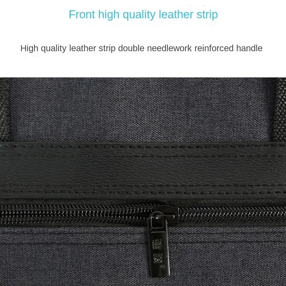 Waterproof A4 File Bag Multiple Compartments Large Capacity Document Storage Bag Simple Zipper Canvas Briefcase Men Women