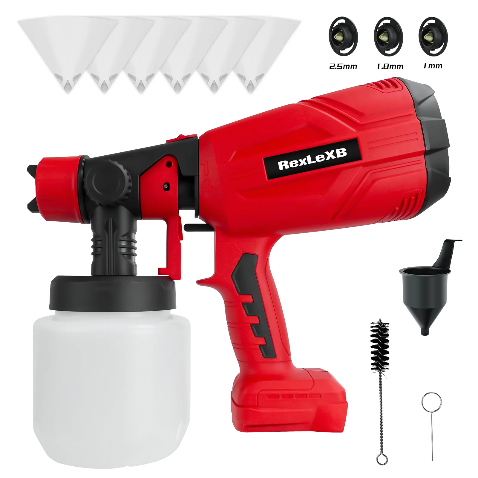 Cordless Paint Sprayer 200W HVLP Electric Spray Gun with 3 Copper Nozzles & 3 Patterns for Milwaukee 18V Battery (No Battery)