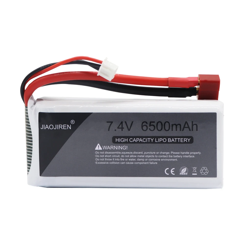 Akumulator do RC Lipo 2S 7.4V 6500mAh 10C Max 60C dla Wltoys 12428 12423 samochodów RC ulepsz części akumulatorów do zabawki zdalnie sterowane