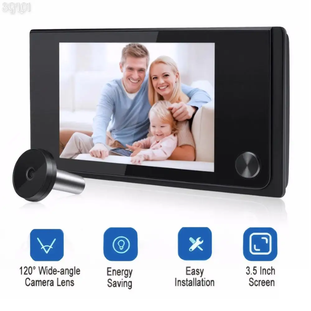 3.5 Inch Peephole Door Video Camera 120° Wide View Angle 1MP Digital Doorbell Viewer Peephole Viewer Outdoor Monitor Smart Home