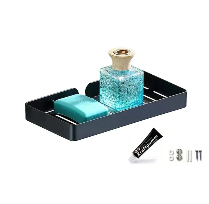 Storage Rack Soap Rack Bathroom 4 Colors Options Stainless Steel Thickening Wall Mount With Two Hooks Practical