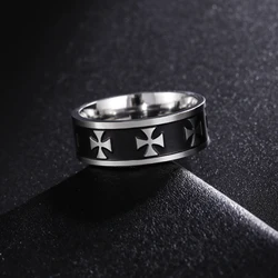 Vassago Vintage Cross Skull Ring Women Men Punk Hip Hop Stainless Steel Halloween Jewelry Party Favors Wholesale