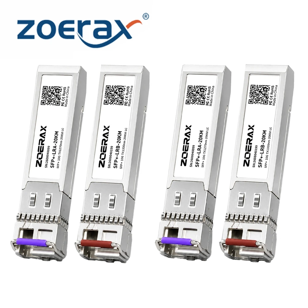 ZoeRax 10G BIDI SFP+ Module 20km Simplex LC Single Mode 1270/1330nm Support DDM Plug & Play Compatible for Cisco MikroTik