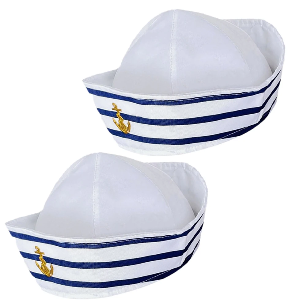 

2 Pcs Sailor Hat Costume Boat Captain Hats for Men Turn over Polyester (polyester Fiber) Man Party