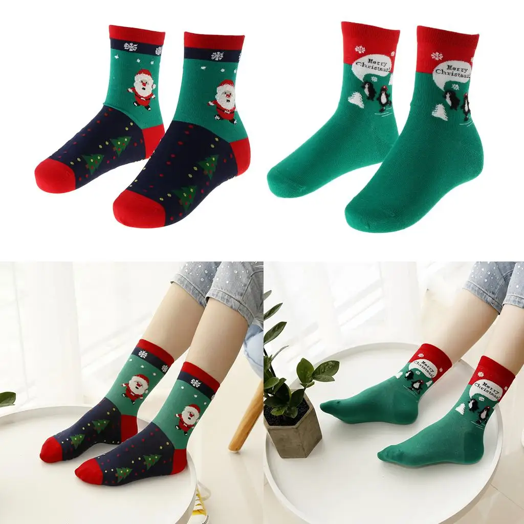 جوارب عيد الميلاد النسائية الجديدة جوارب هدايا الحفلات العالية للكاحل