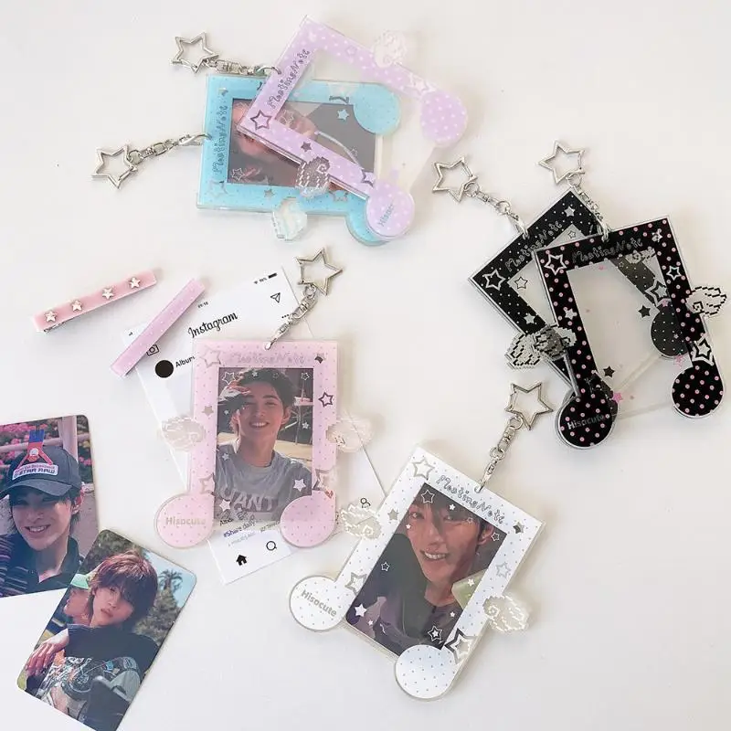 Colorful Angel Wings Small Card Holder Acrylic Stars Hard Card Holder ID Card Holder Suitable For Displaying Idol Merchandise