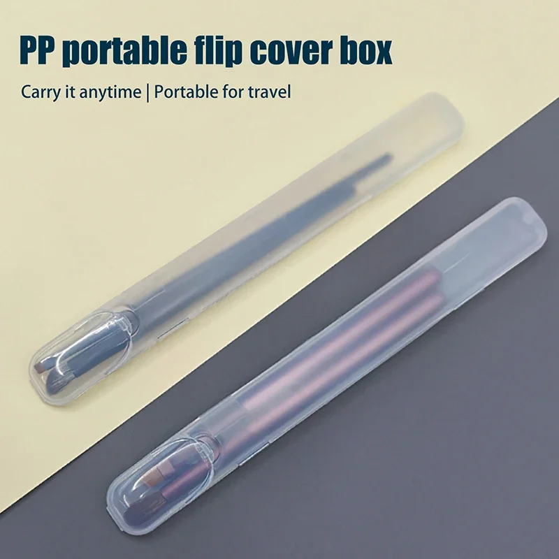Caja de almacenamiento de brochas de maquillaje transparente portátil, 1 Uds., con cubierta, lápiz de cejas, organizador de brochas de maquillaje, estuche para palillos, herramienta de belleza