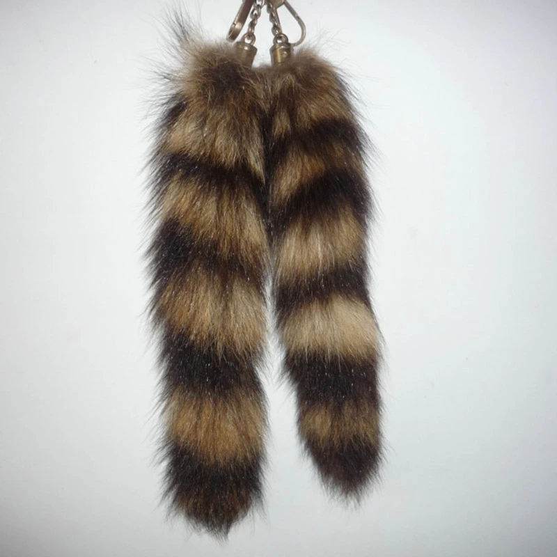 Long Foxes Racoon Tail Furs Keychain Exaggerated Handbag Pendant Keys Holder Drop Shipping