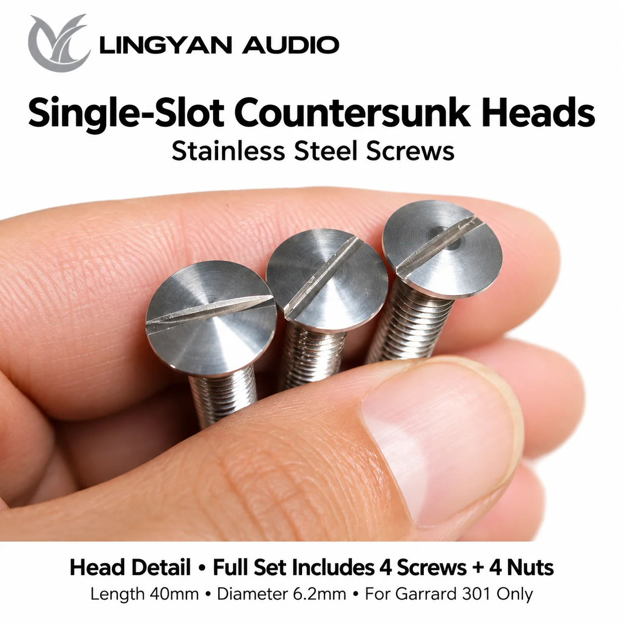 LINGYAN AUDIO Countersunk Screw Kit for Garrard 301 Baseplate 4 Screws 4 Copper Nuts LP Turntable Restoration