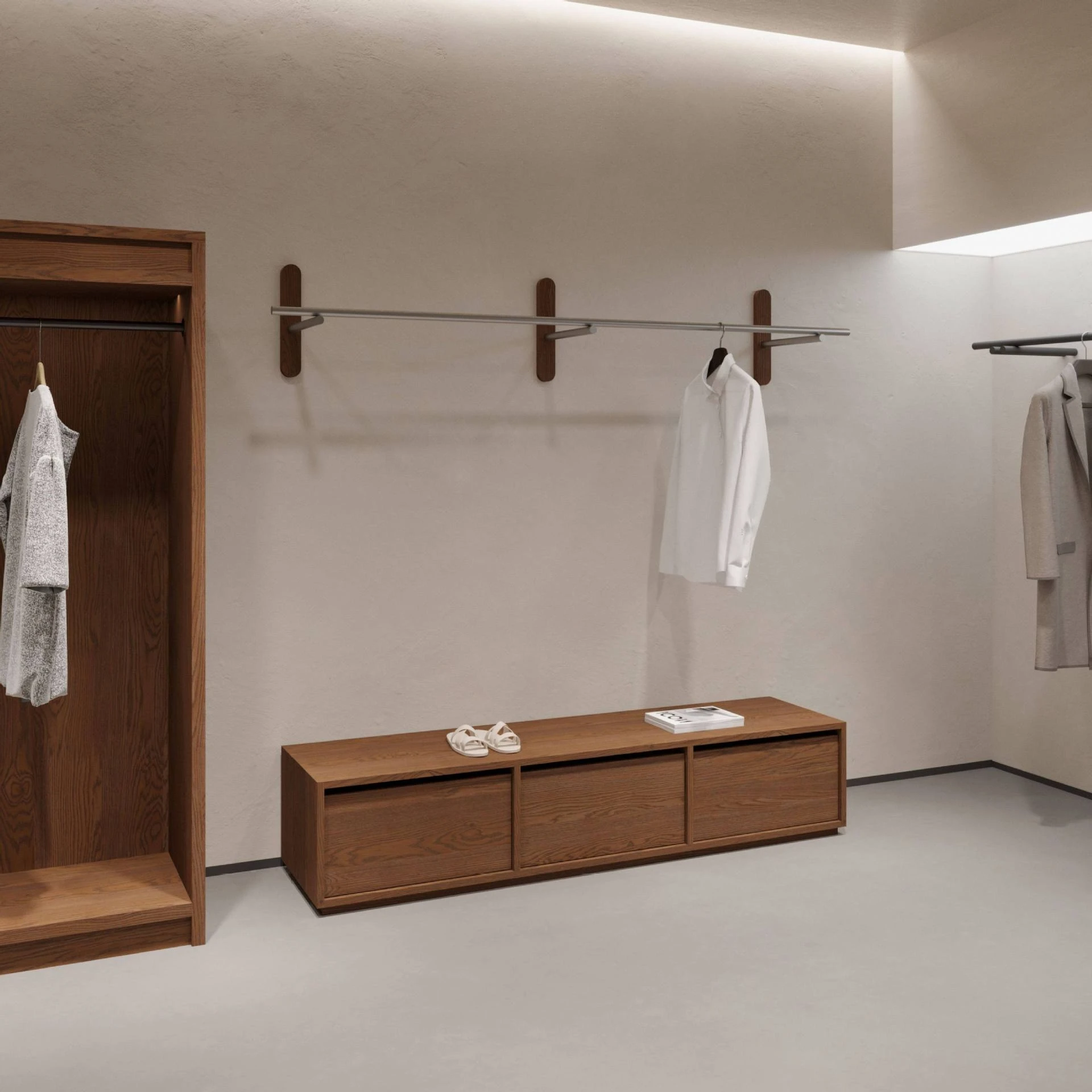 Women's clothing store wall display rack wall hanging stainless steel clothes rack floor shoes bag storage