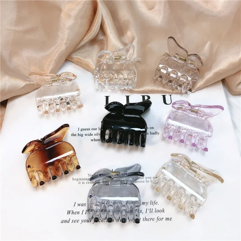 1pc Korean Plastic Design Butterfly Hair Claw for Women Solid Color hair Crab Clips Small Size Barrette Hair Styling Accessories