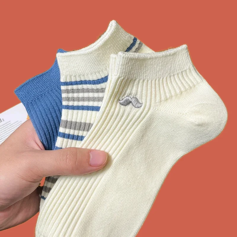 1/3 Pairs Striped Cotton Socks Short Socks Men's Deodorant Sweat-absorbent Breathable Low-top Summer New 2024 Thin Men's Socks