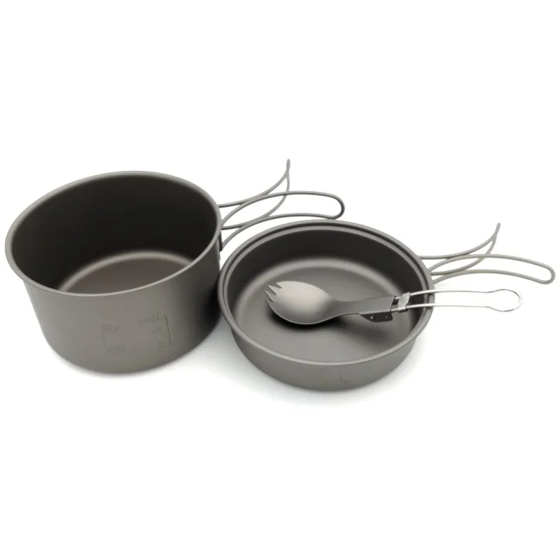Lightweight pure titanium folding set pot titanium tableware