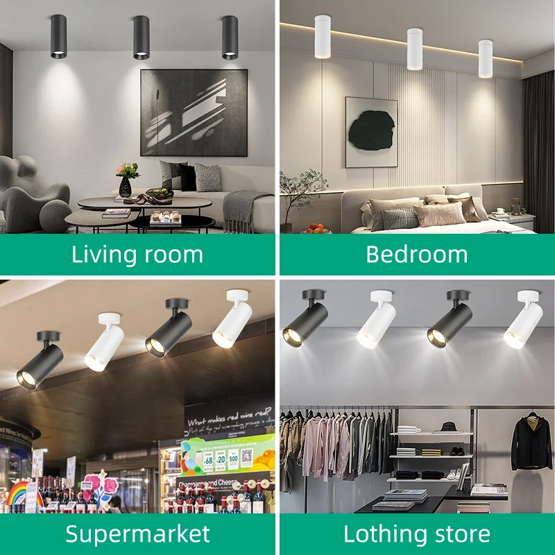إضاءة ساقطة LED مثبتة على السطح الداخلي ، مصباح سبوت ثلاثي الألوان ، تركيبات إضاءة لغرفة المعيشة ، المطبخ ، المتجر ، 85-8000 V