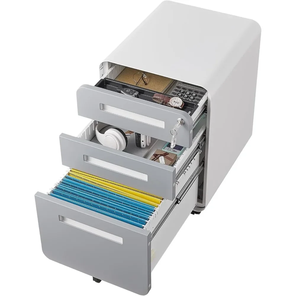 خزانة ملفات قابلة للقفل بثلاثة أدراج، خزانة معدنية صغيرة مع عجلات، تخزين بحروف قانونية/حجم A4 للمنزل/المكتب، قبل التجميع #3