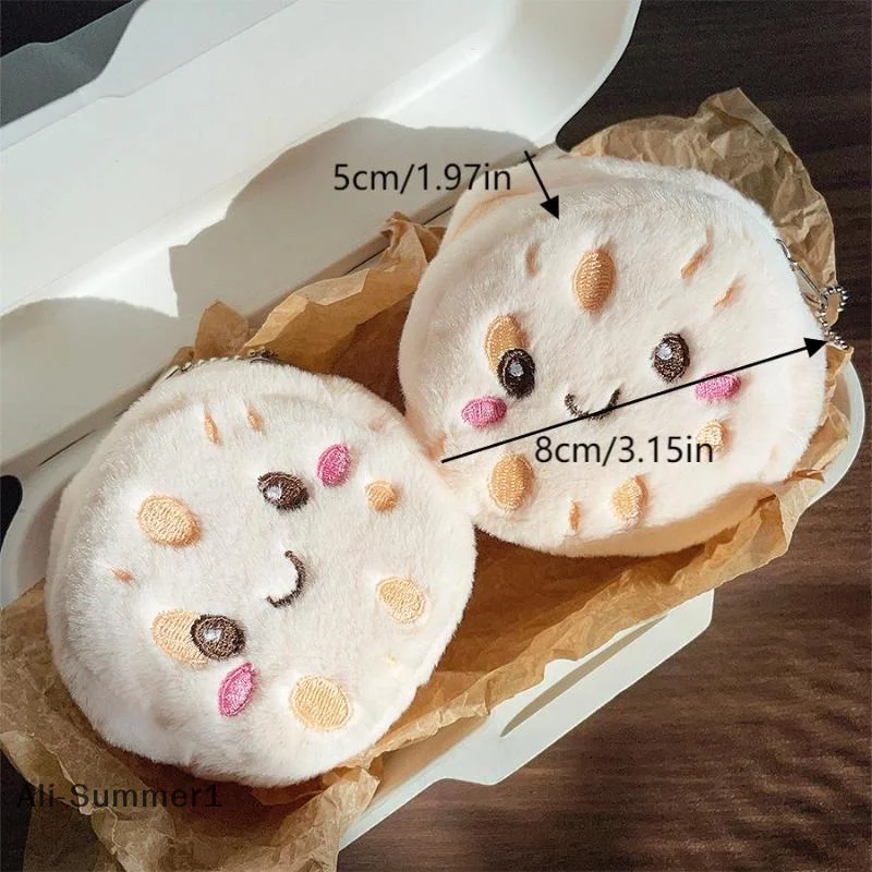 Monedero de felpa con raíz de loto de dibujos animados, colgante para auriculares, lápices labiales, bolsa de almacenamiento, llavero versátil, mochila, decoración colgante, 1/2 Uds.