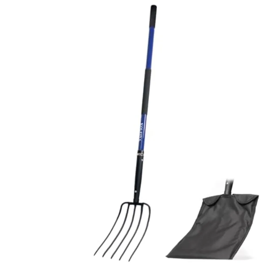 

KOLEIYA 5-Tine Pitchfork for Gardening 57-Inch Heavy Duty Garden Fork with Fiberglass Handle for Mulch Compost Manure Hay and S