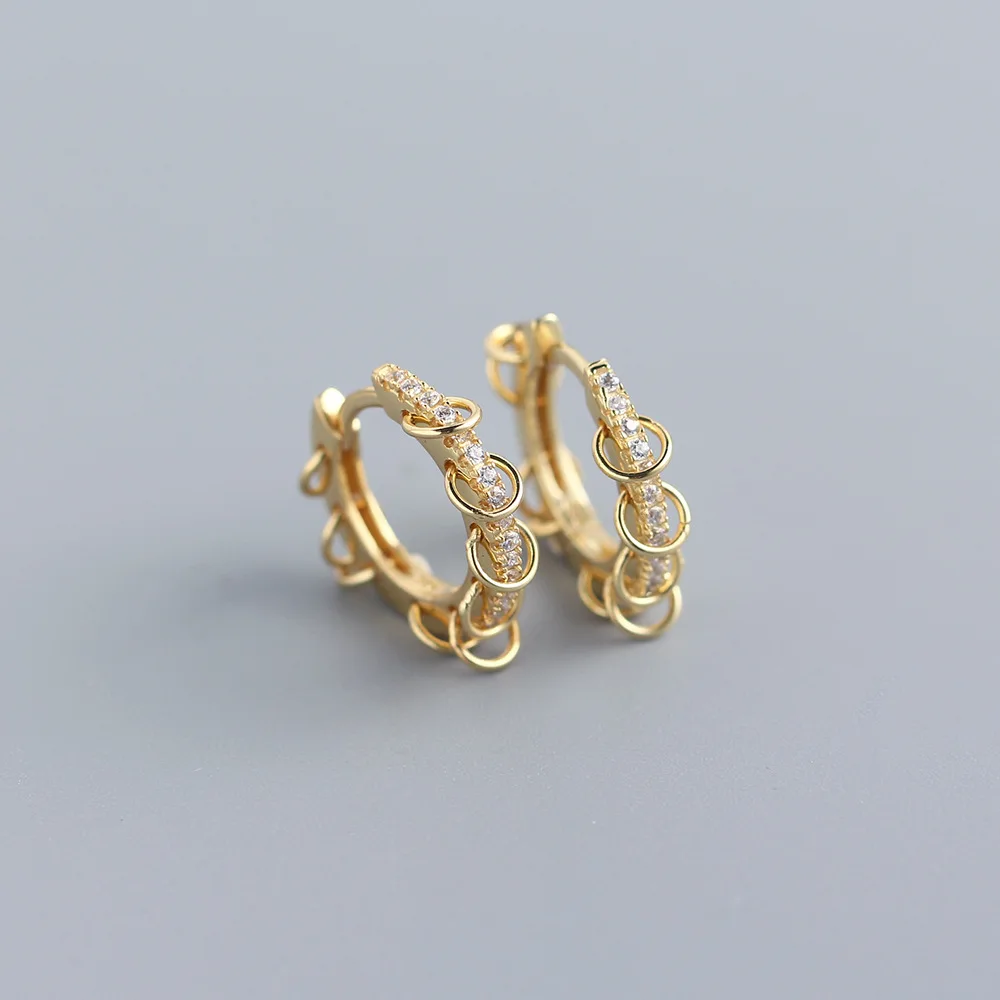 ANENJERY CZ Zirkon Kreis Creolen für Frauen Männer Punk Trendy Party Zubehör Mode Schmuck Geschenk – Detail 5