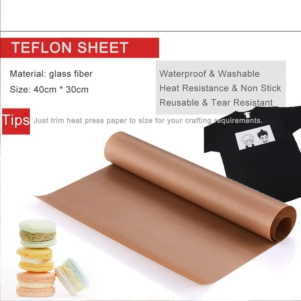 Te-flon Sheet for Heat Press, 4 Pack PTFE Heat Press Transfer Sheet, Non Stick Heat Transfer Paper Reusable Heat Resistant Craft