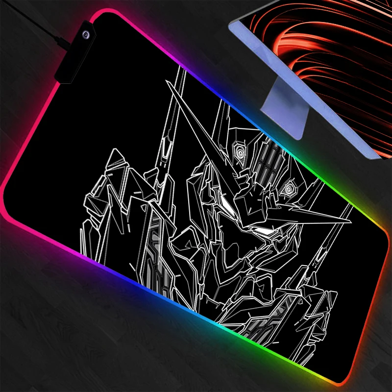

RGB Mouse Pad GUNDAM Large Gamer xxl Desk mat Computer keyboard LED gaming accessories carpet Backlight mousepad animation