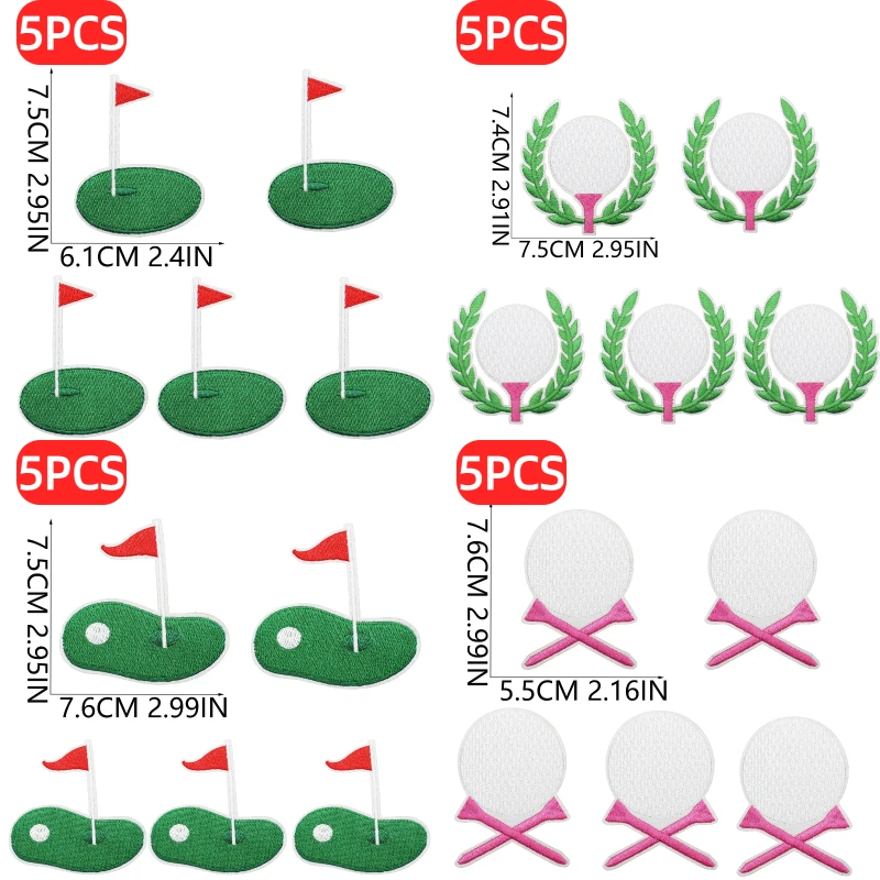 

1/5PCS Golf Embroidery Heat Transfer Golf Sport Embroidery PatchesBall Club Flag Pole Iron on Appliques for Polo Shirt Hat DIY