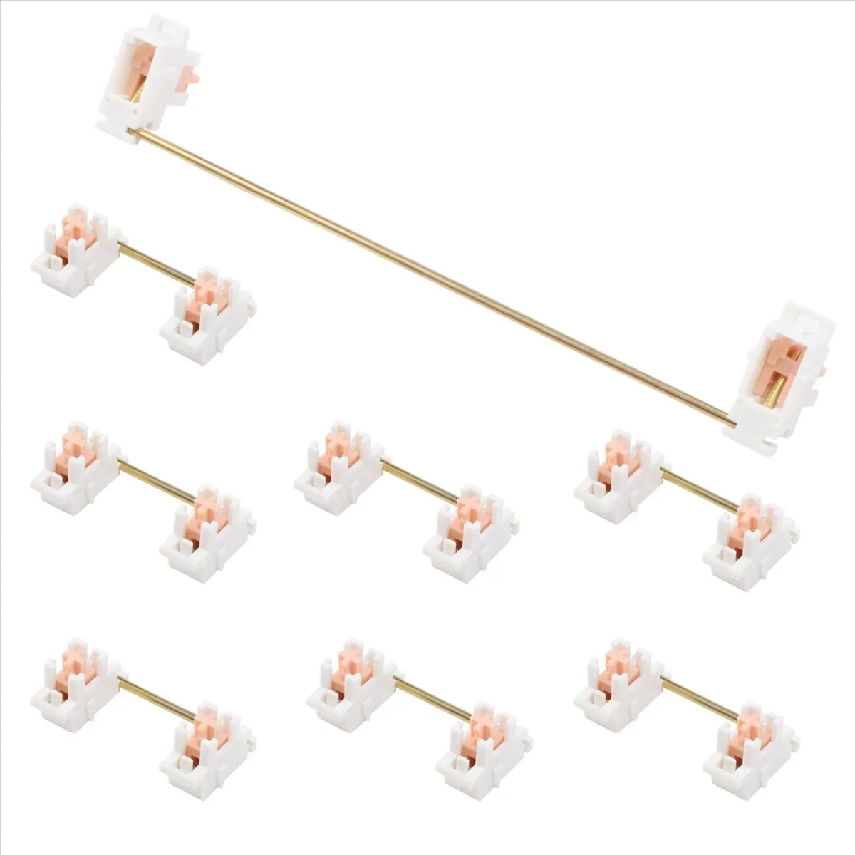 Y96A Gold Plated Plate Mounted Stabilizer for Custom Mechanical Keyboard 2U 6.25U (1+7, White Pink)