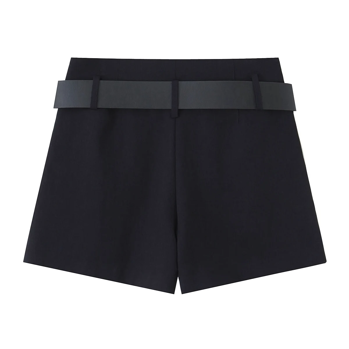 DUOPERI شورت نسائي قصير أسود أنيق مع حزام عتيق بخصر عالٍ شورت نسائي أنيق غير رسمي #2