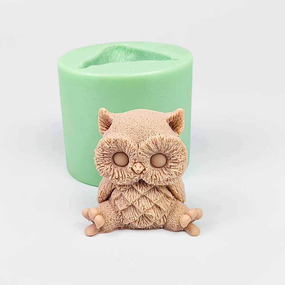 

DW0452 3D A Lovely Sitting Owl Animals Moulds Silicone Standing Candle Mold Soap Molds Wedding Birthday Valentine's PRZY