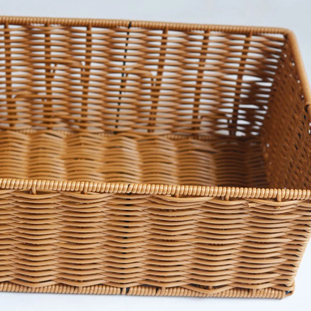 

Rattan Storage Basket Hollow Design Ventilation Kitchen Bathroom Supermarket Container Fruit Drink Food Organizing Box