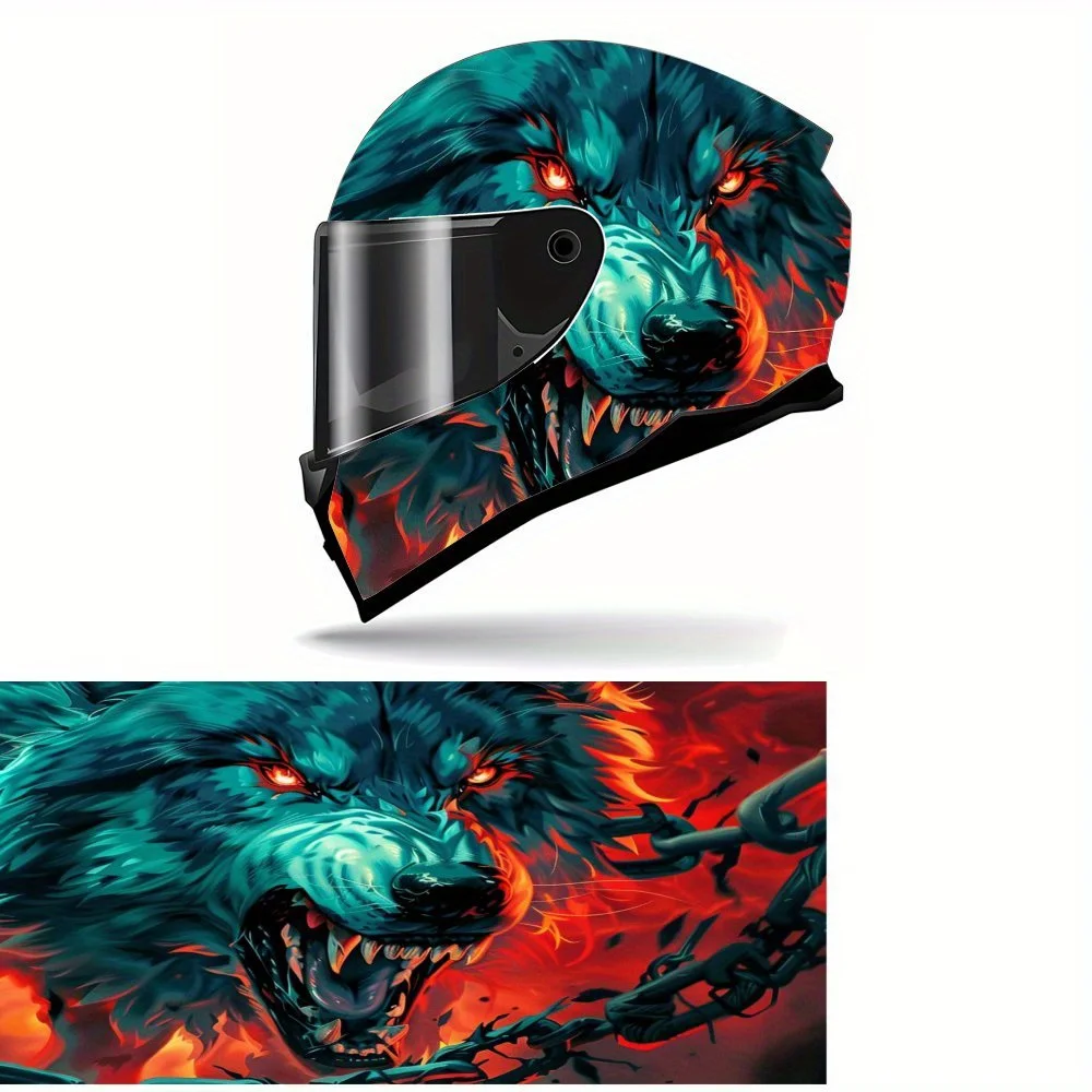 

Wolf&Red Eye Helmet Protective Film Stickers Motorcycle Helmet Racing Pattern Stickers Vinyl Packaging Helmet Decorative Sticker