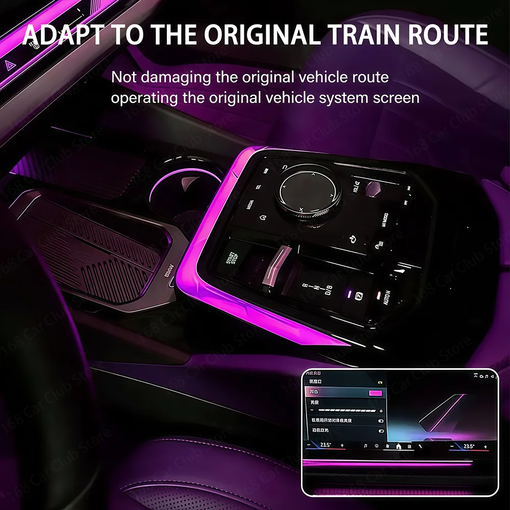 LED 15 Color Car Center Control Crystal Saddle Light Ambient Light For BMW New 5 series G60 G68 i5 Multi Color Decorative Panel