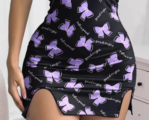 

Women's Spaghetti Strap Mini Dress Printed Detail Cutout Design Stylish Outfit