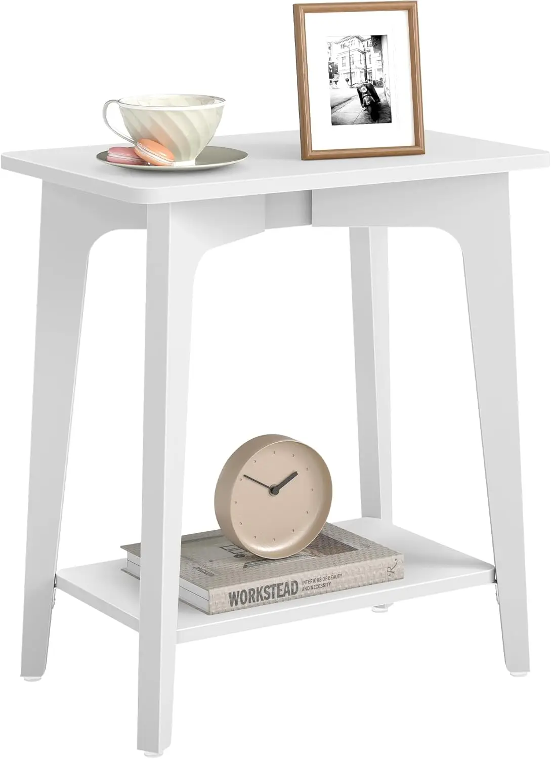 

MAEZO Collection - Side Table, 2-Tier Small Rectangular End Table, 11.8 x 18.9 x 21.8 Inches, Nightstand with Tapered Legs, C