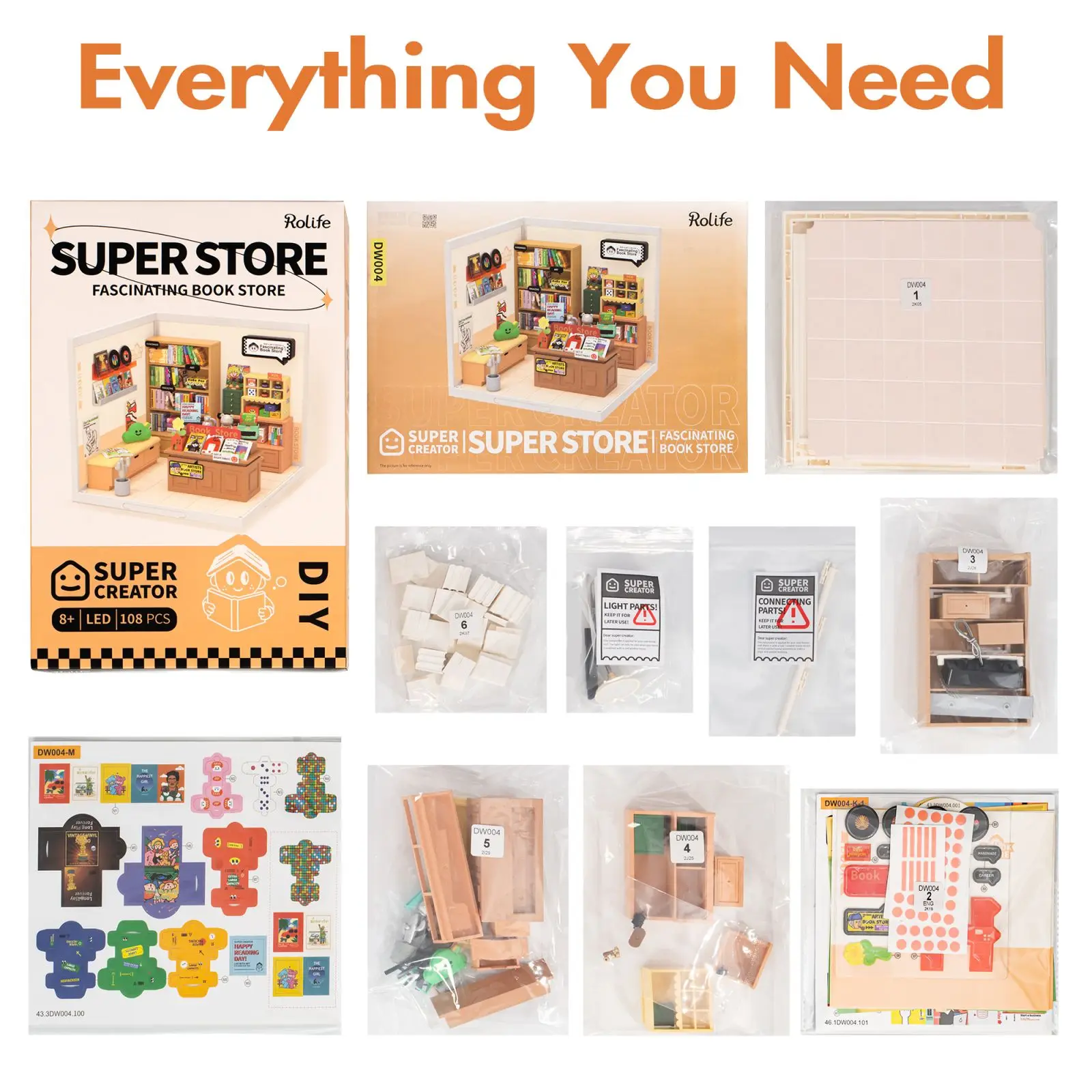 Robotime Rolife Super Creator DIY Miniature Kit Bookstore Experience the Fascinating World of Making 3D Puzzle for Kids Toys