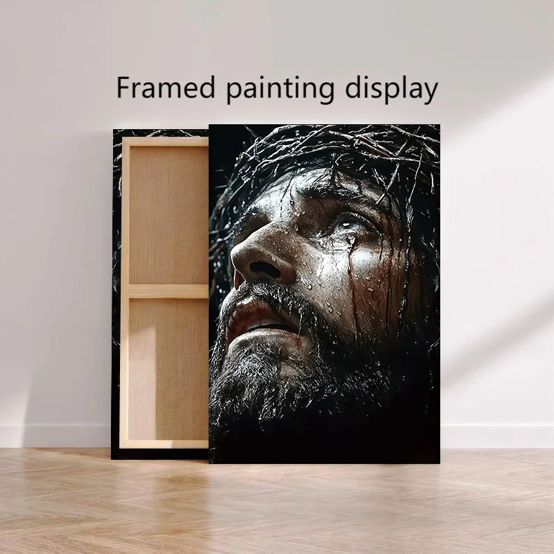 1pc frameless Canvas Son of God Jesus Cross Holy Light Wall Art, HD Canvas Print Poster, Suitable for Home, Living Room, Room De view 6