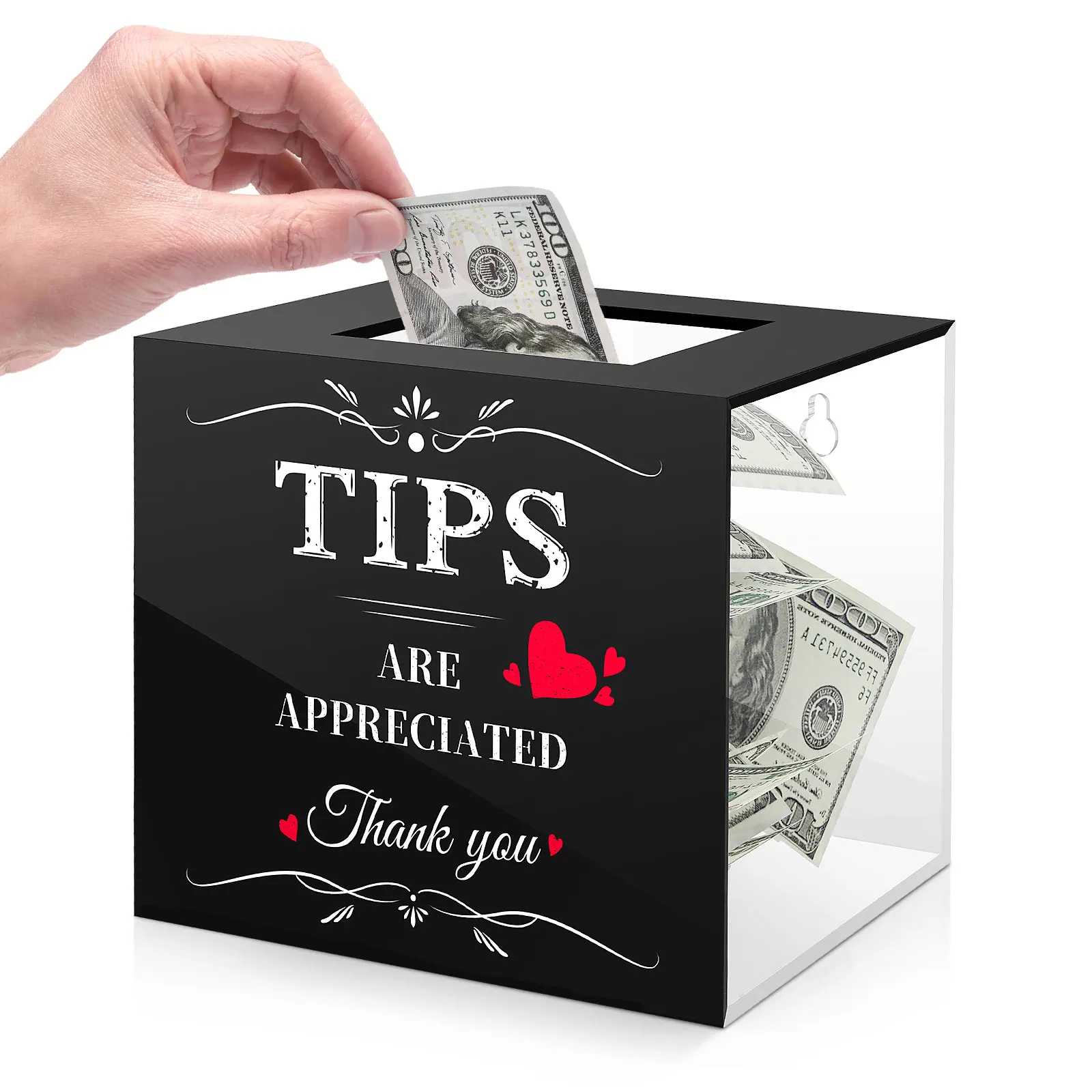Boîte à billets MoKo pour la collecte d'argent, murale, pour tombolas, dons, suggestions, conteneur de rangement d'argent pour bars, restaurants, musiciens