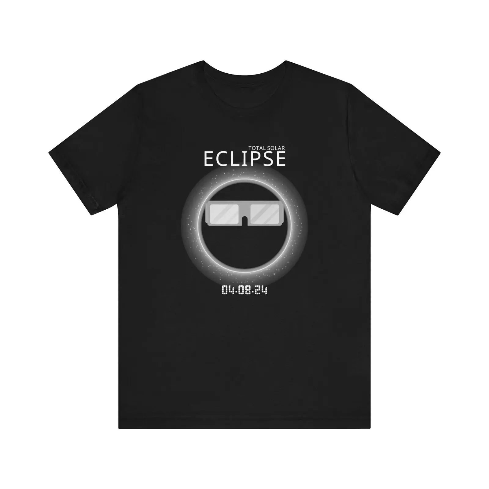 Bella+Canvas 3001, Unisex, Tee, Black, 2024 Total Solar Eclipse T-Shirt